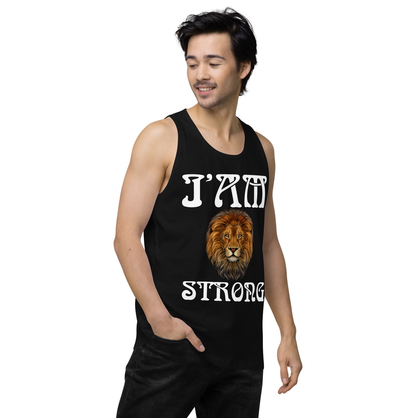 “I’AM STRONG!”Black Men’s Premium Tank Top W/White Font