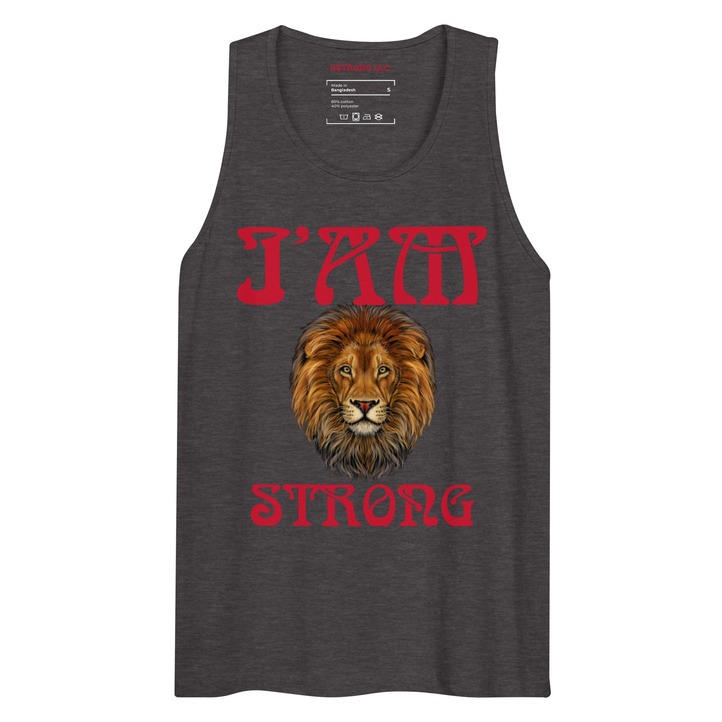 “I’AM STRONG!”Black Men’s Premium Tank Top W/Red Font