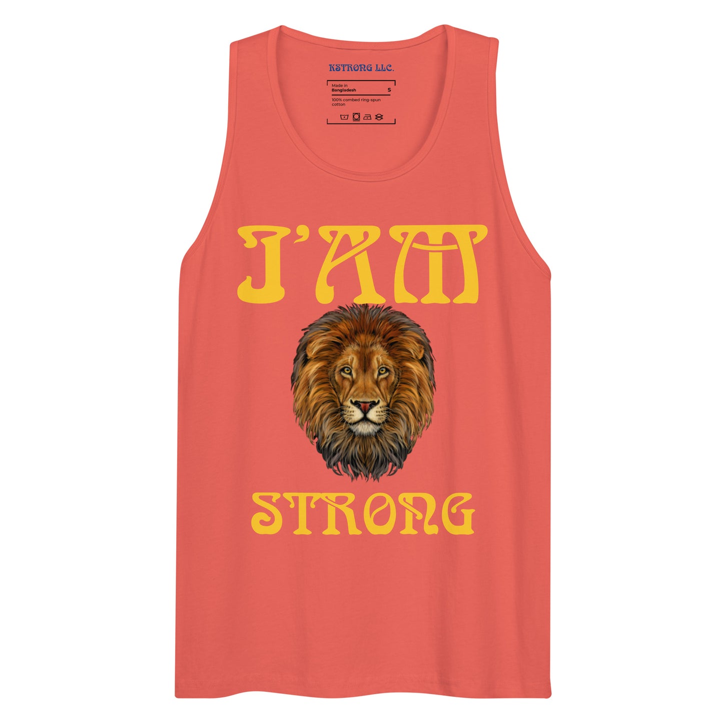 “I’AM STRONG!”Red Men’s Premium Tank Top W/Yellow Font