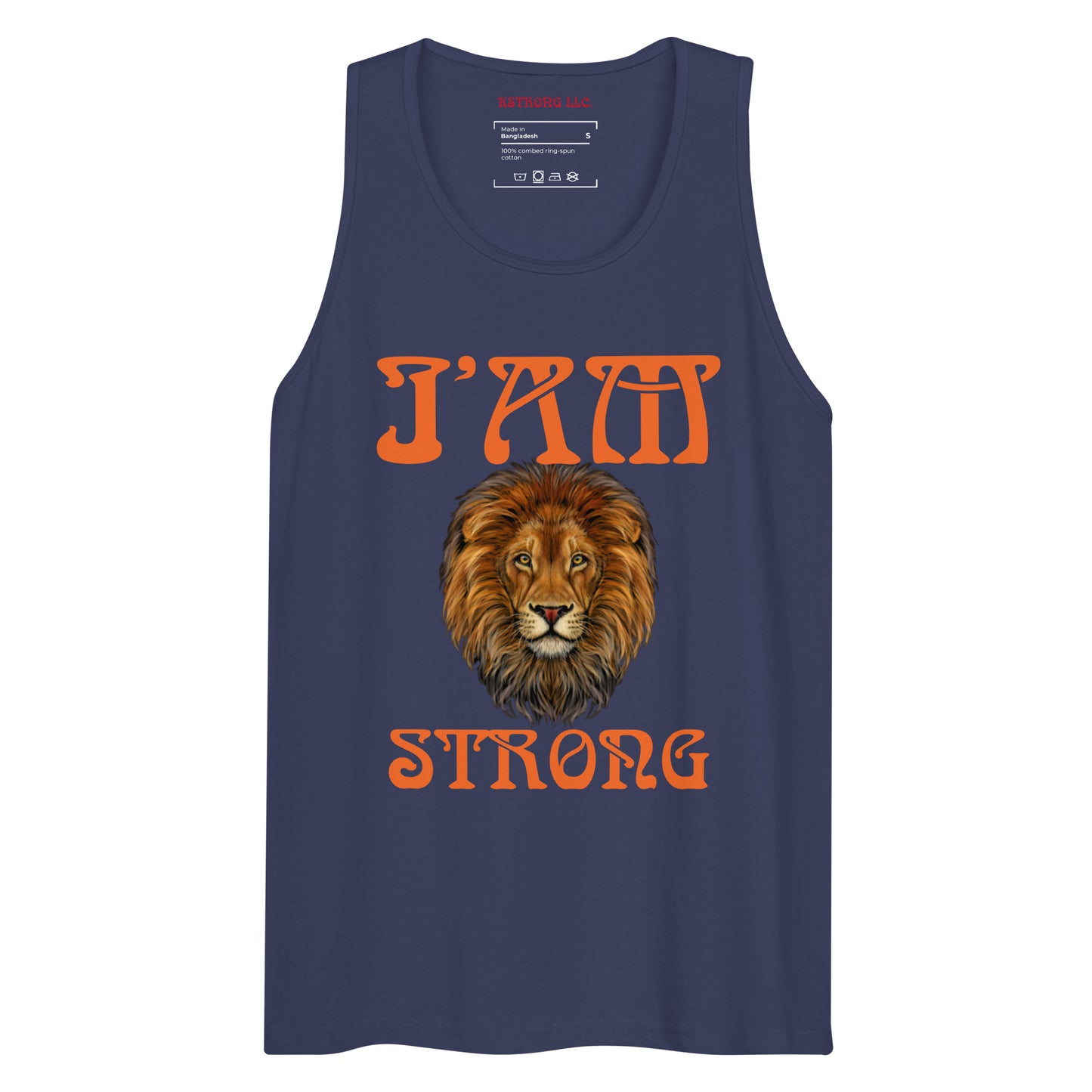 “I’AM STRONG!”Blue Men’s Premium Tank Top W/Orange Font