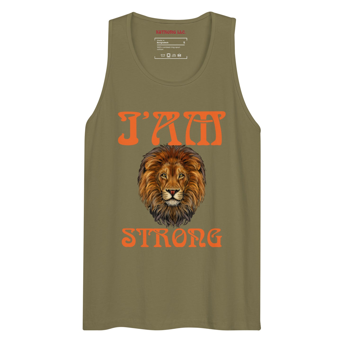“I’AM STRONG!”Blue Men’s Premium Tank Top W/Orange Font