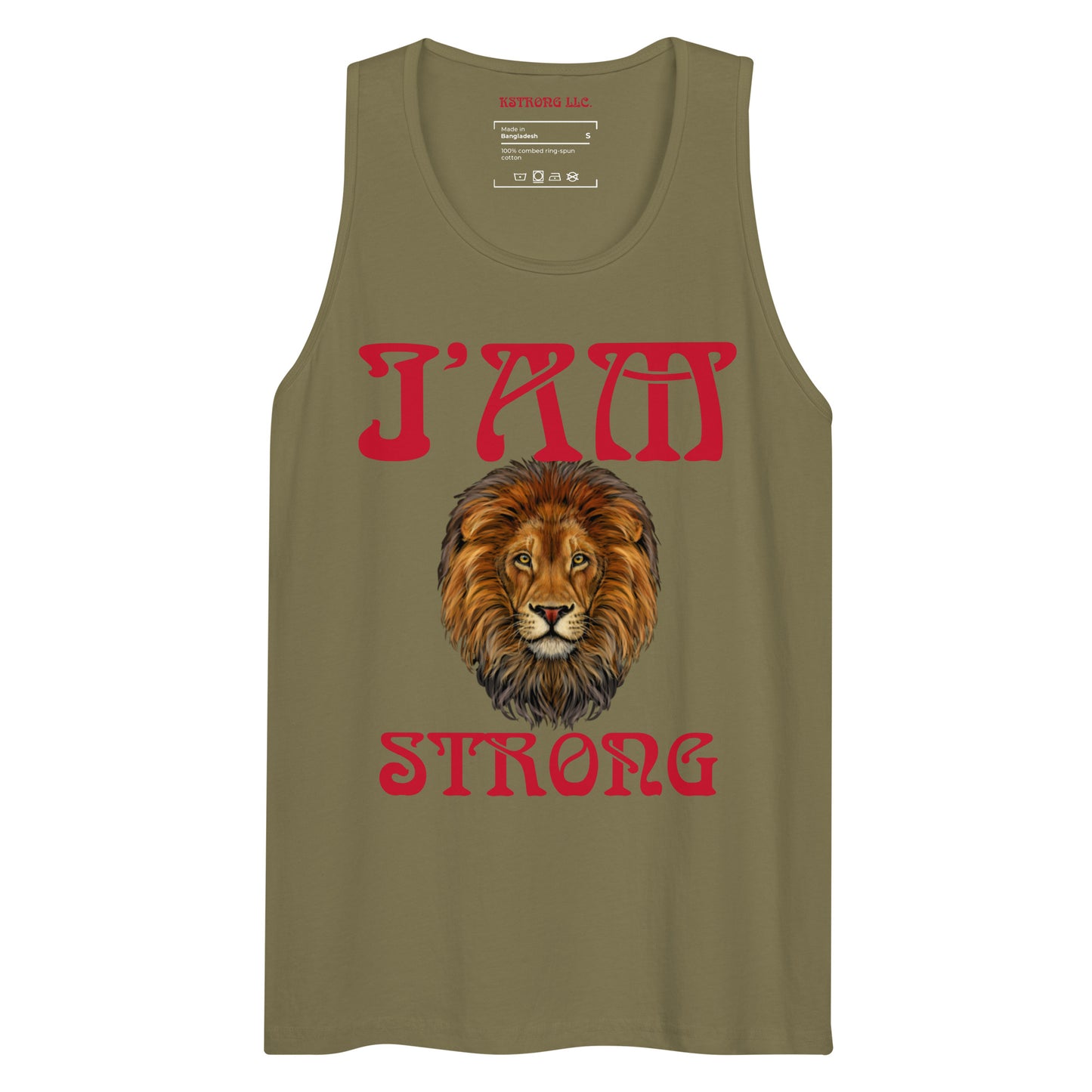 “I’AM STRONG!”Black Men’s Premium Tank Top W/Red Font