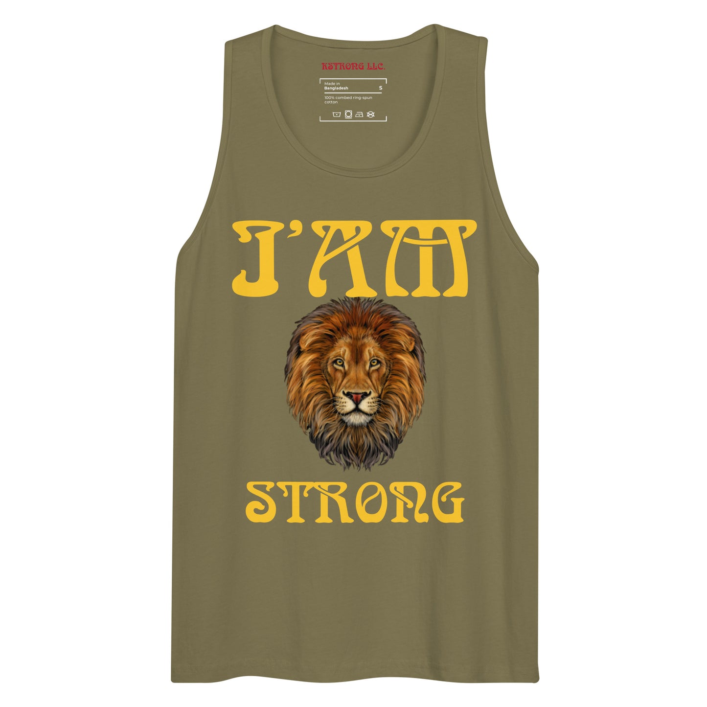 “I’AM STRONG!”Red Men’s Premium Tank Top W/Yellow Font