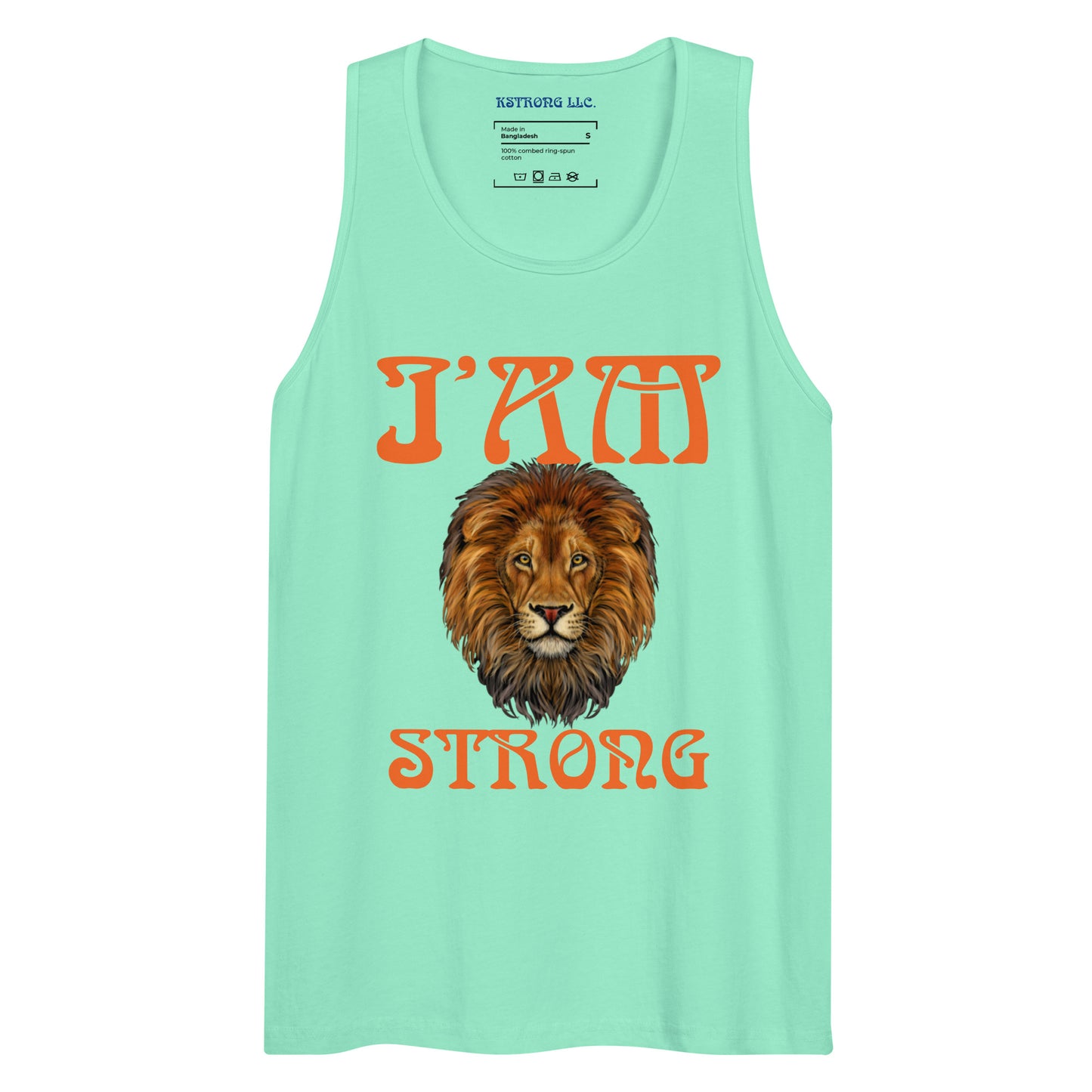 “I’AM STRONG!”Blue Men’s Premium Tank Top W/Orange Font