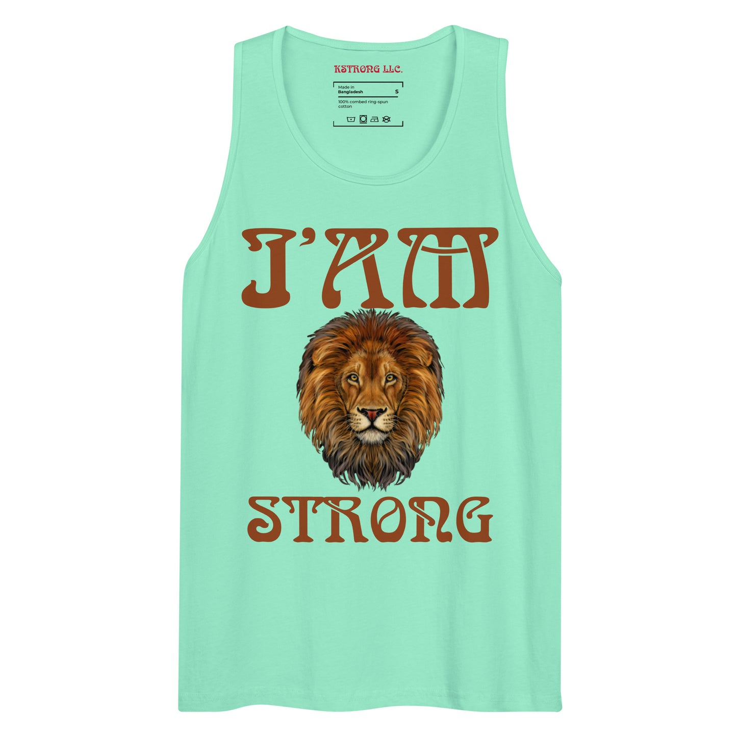 “I’AM STRONG!”White Men’s Premium Tank Top W/Brown Font