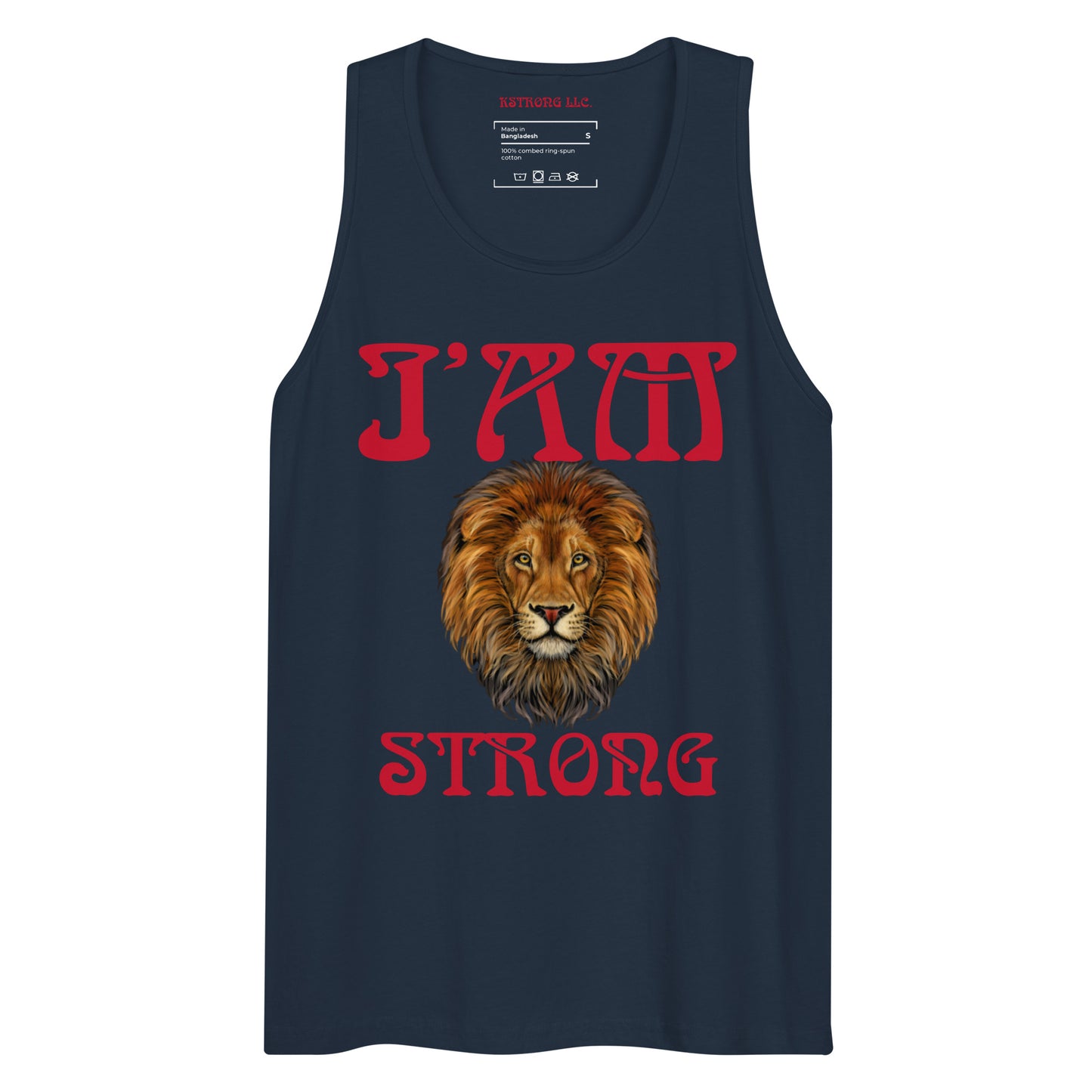 “I’AM STRONG!”Black Men’s Premium Tank Top W/Red Font