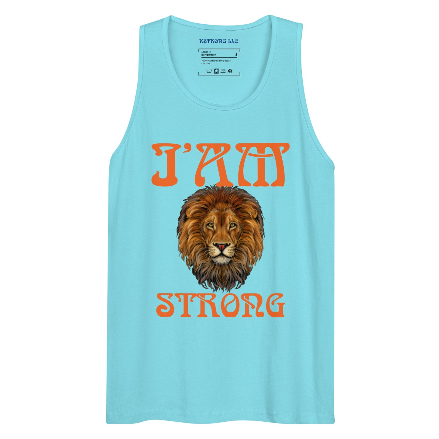 “I’AM STRONG!”Blue Men’s Premium Tank Top W/Orange Font