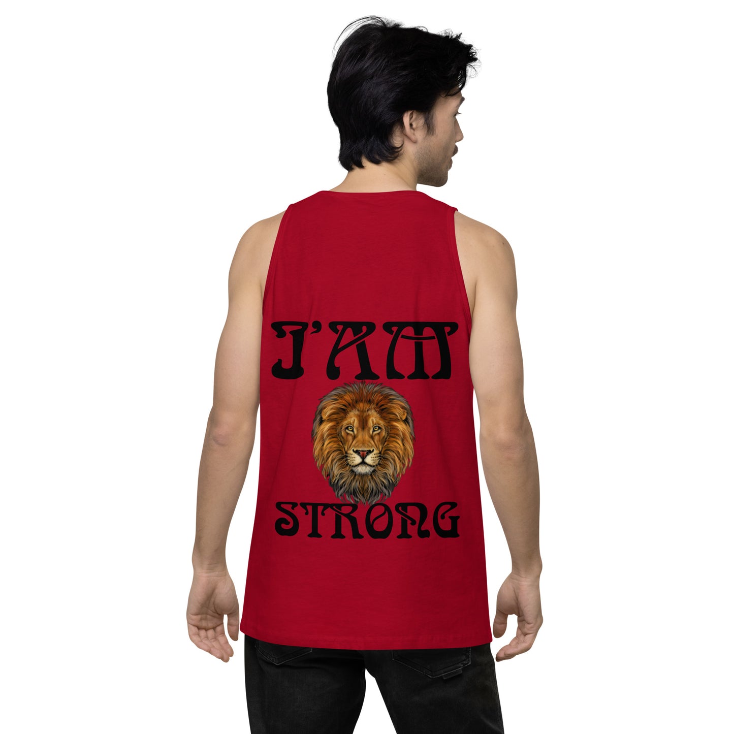 “I’AM STRONG!”Red Men’s Premium Tank Top W/Black Font