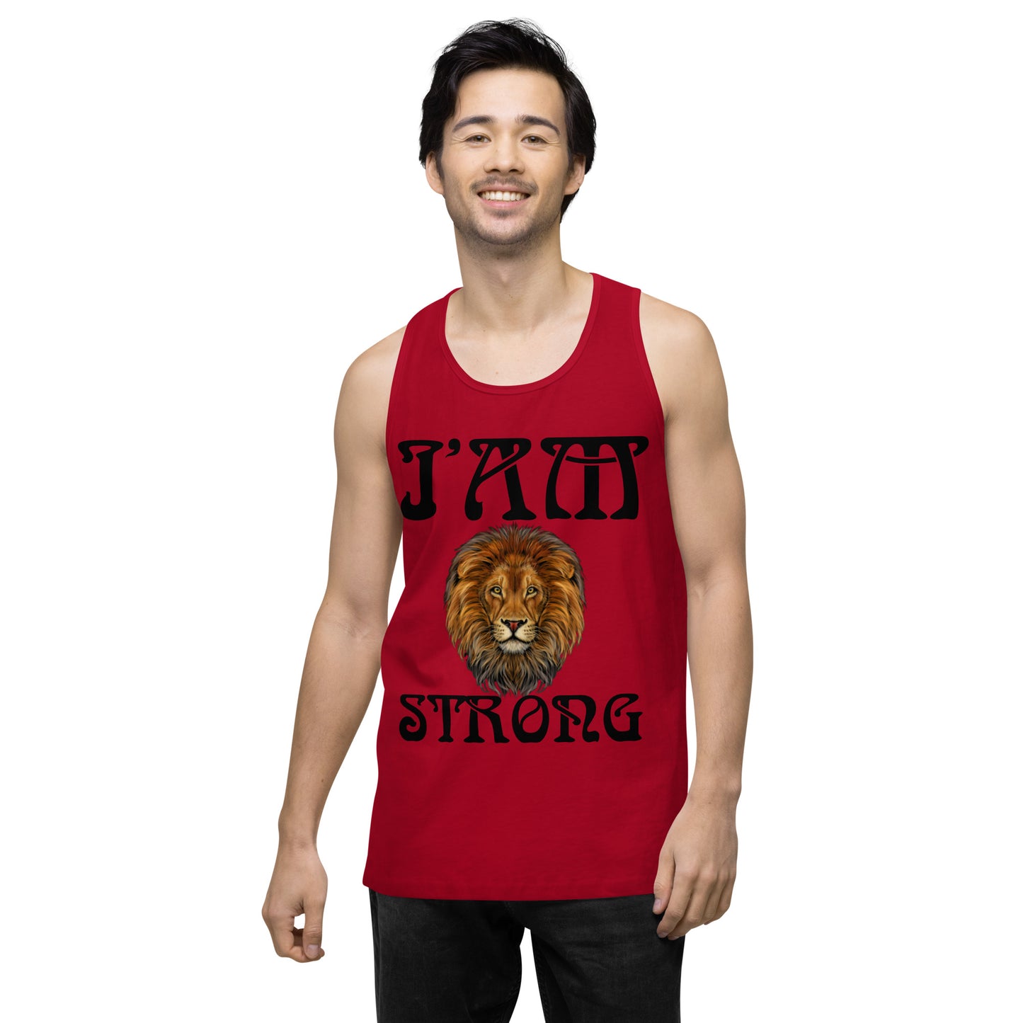 “I’AM STRONG!”Red Men’s Premium Tank Top W/Black Font