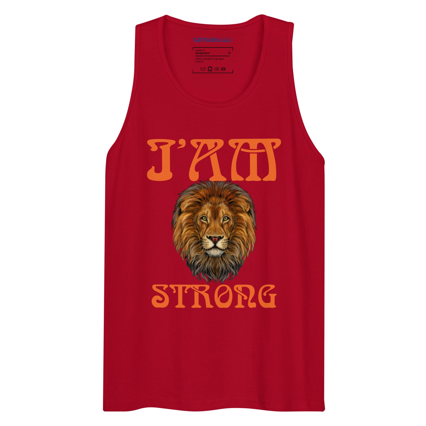 “I’AM STRONG!”Blue Men’s Premium Tank Top W/Orange Font