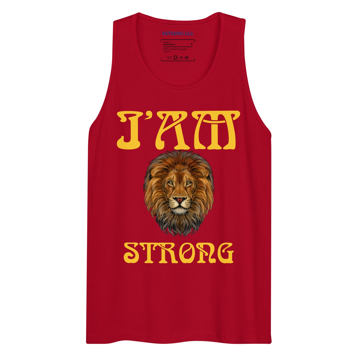 “I’AM STRONG!”Red Men’s Premium Tank Top W/Yellow Font