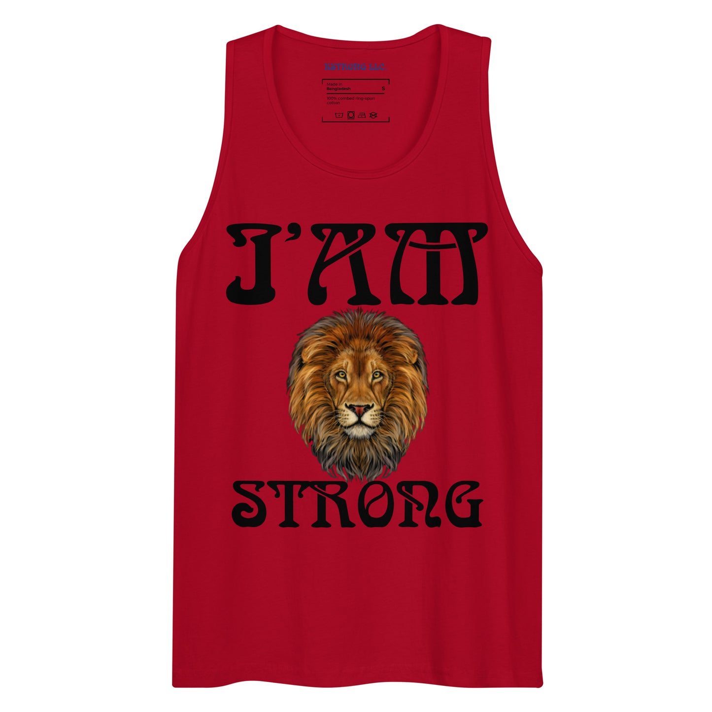 “I’AM STRONG!”Red Men’s Premium Tank Top W/Black Font