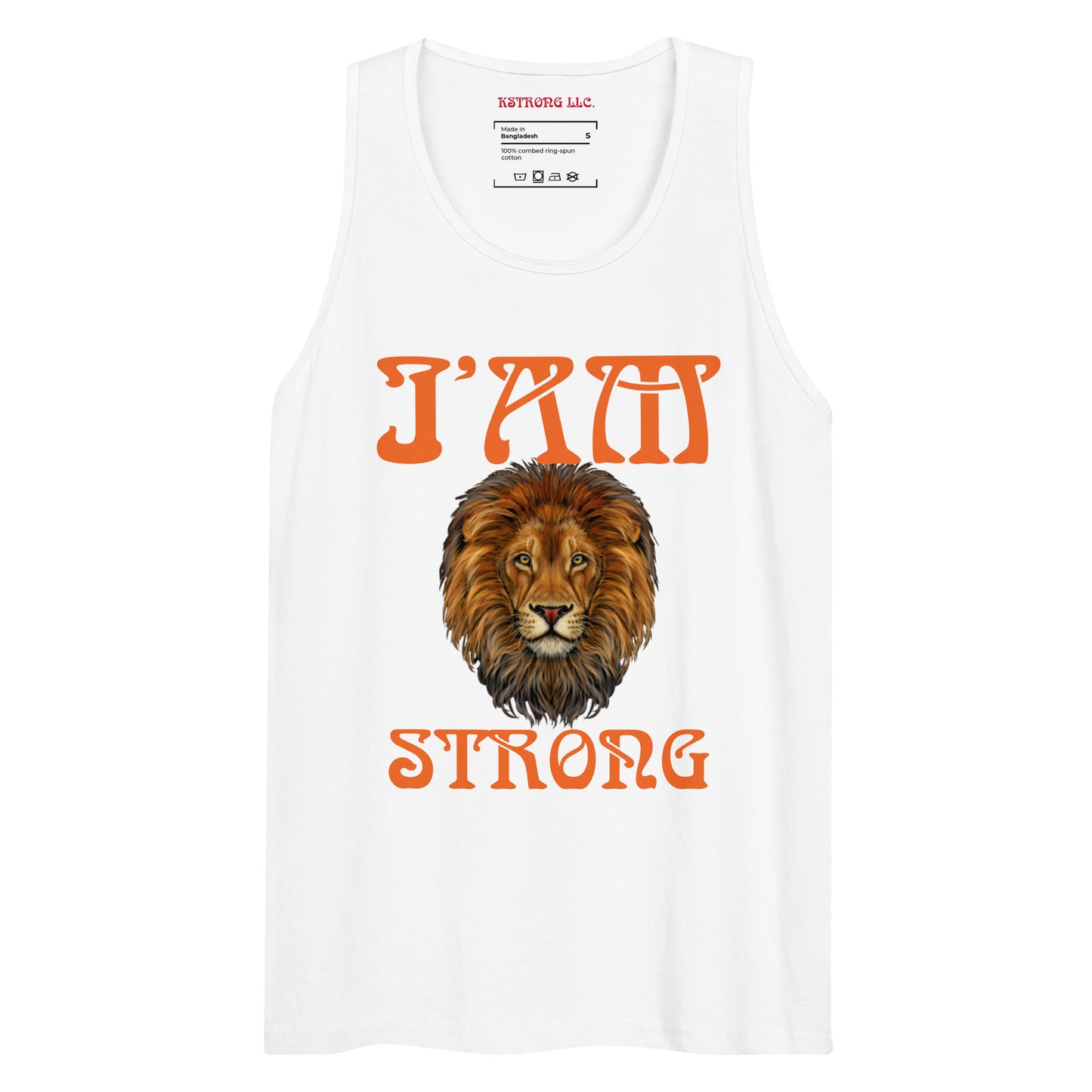 “I’AM STRONG!”Blue Men’s Premium Tank Top W/Orange Font
