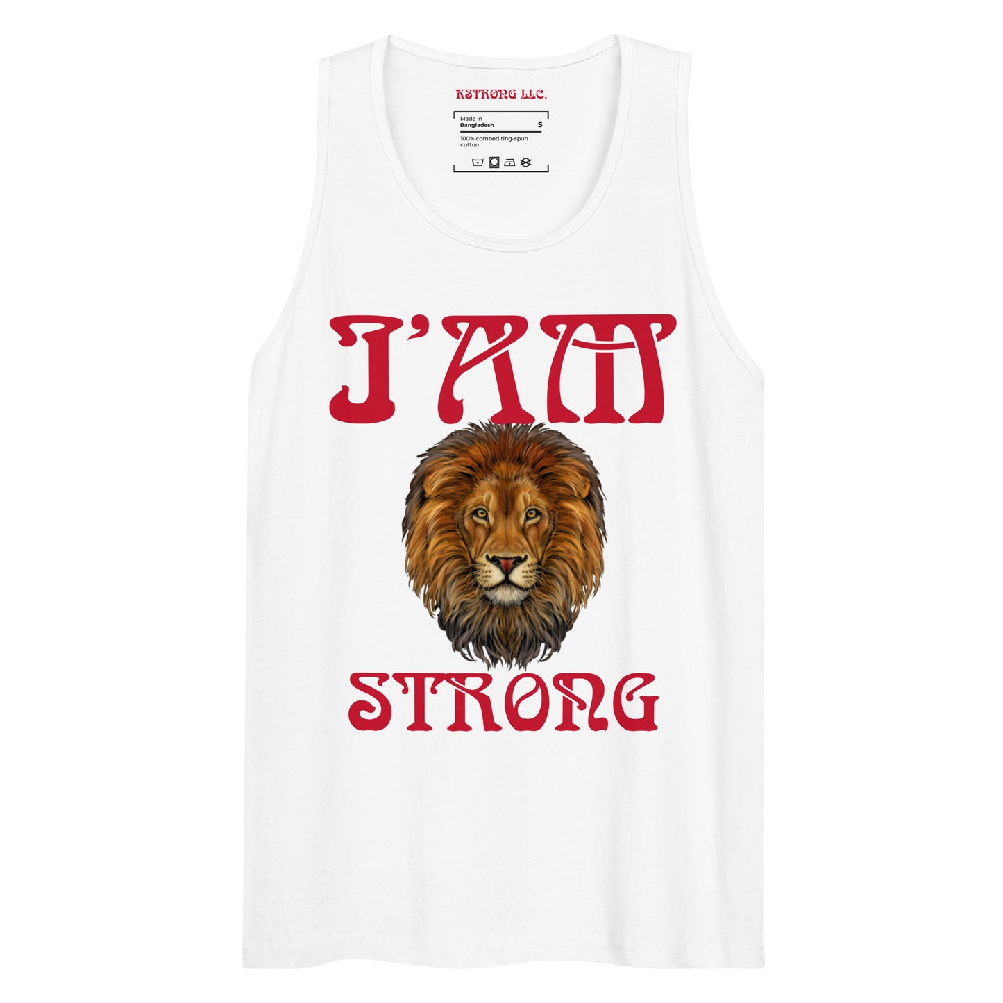 “I’AM STRONG!”Black Men’s Premium Tank Top W/Red Font