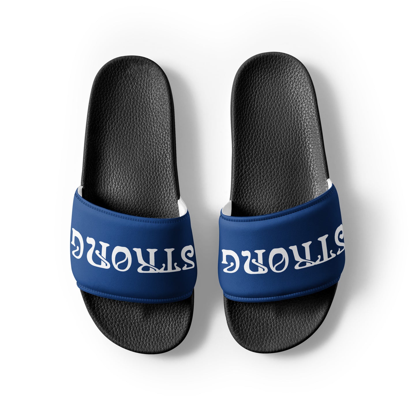 “STRONG”Blue Men’s Slide’s W/White Font