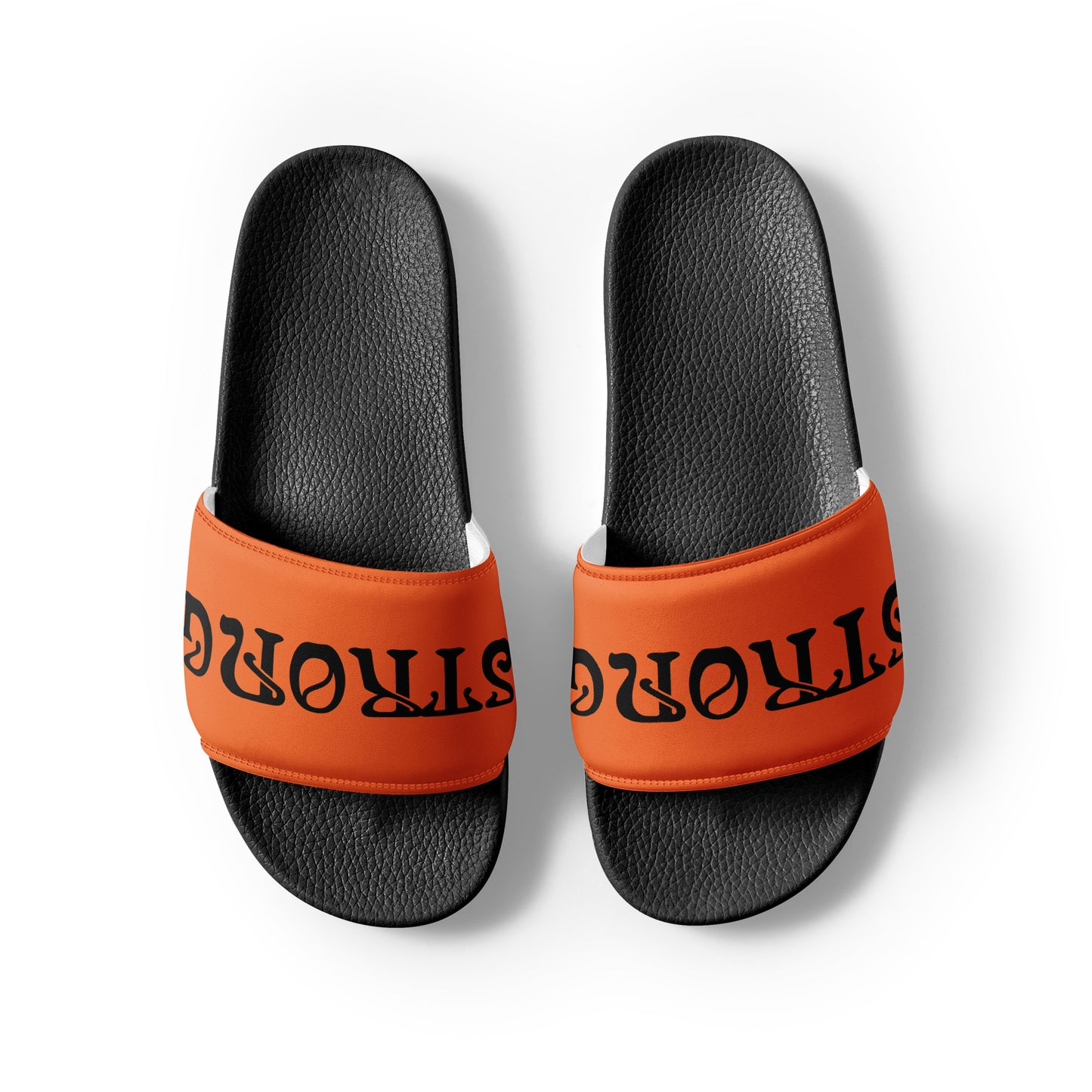 “STRONG”Orange Men’s Slides W/Black Font