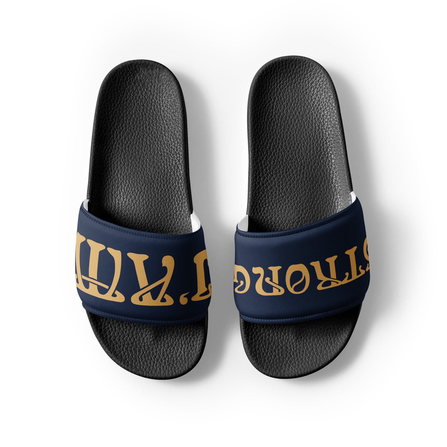 “I’AM STRONG” Navy Men’s Slides W/Fawn Font