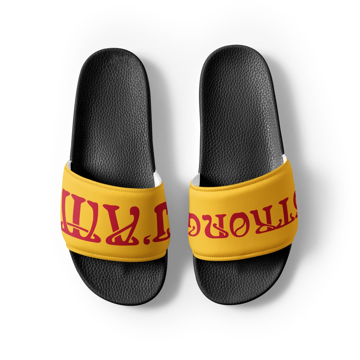 “I’AM STRONG” Yellow Men’s Slides W/Red Font