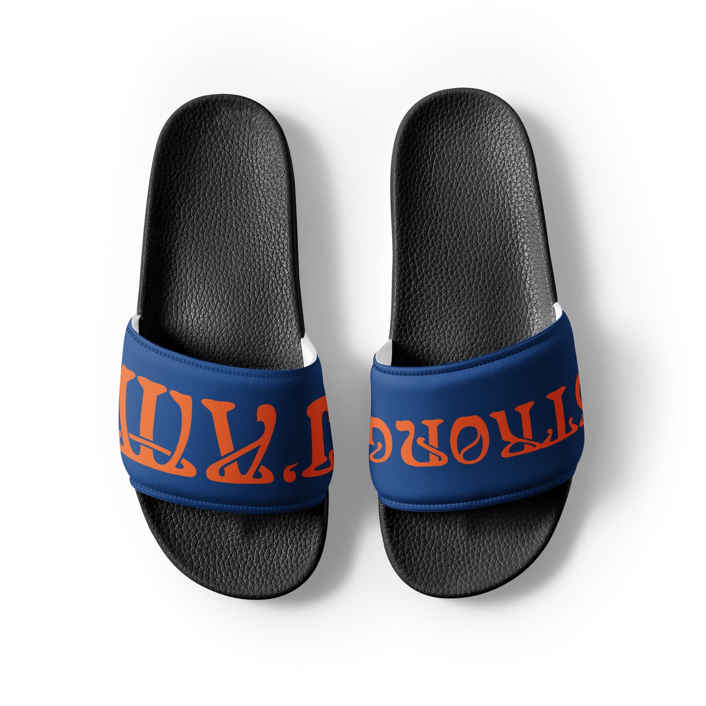 “I’AM STRONG” Blue Men’s Slides W/Orange Font