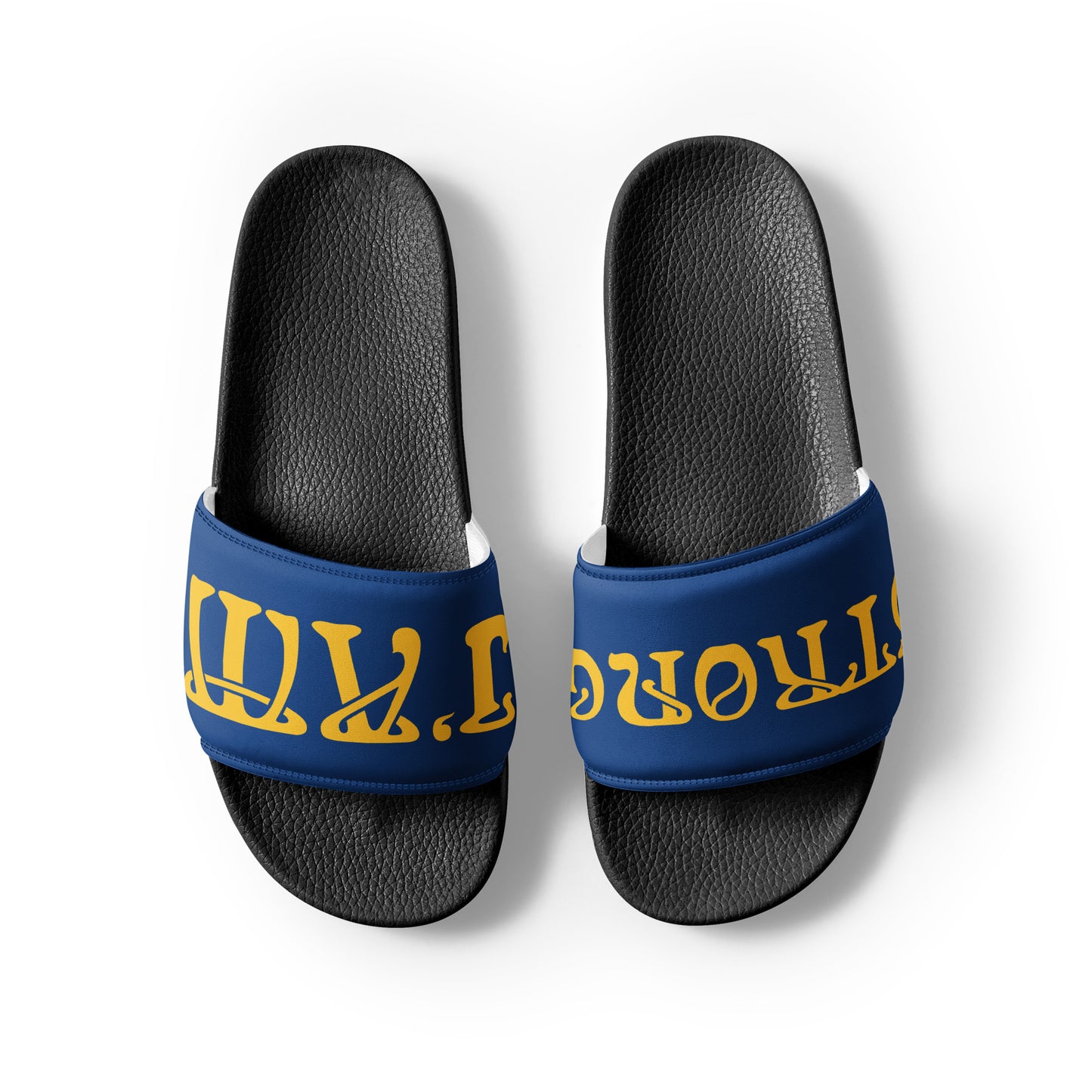 “I’AM STRONG” Blue Men’s Slides W/Yellow Font