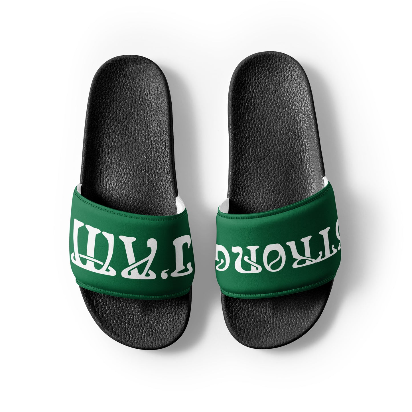 “I’AM STRONG”Green Men’s Slides W/White Font