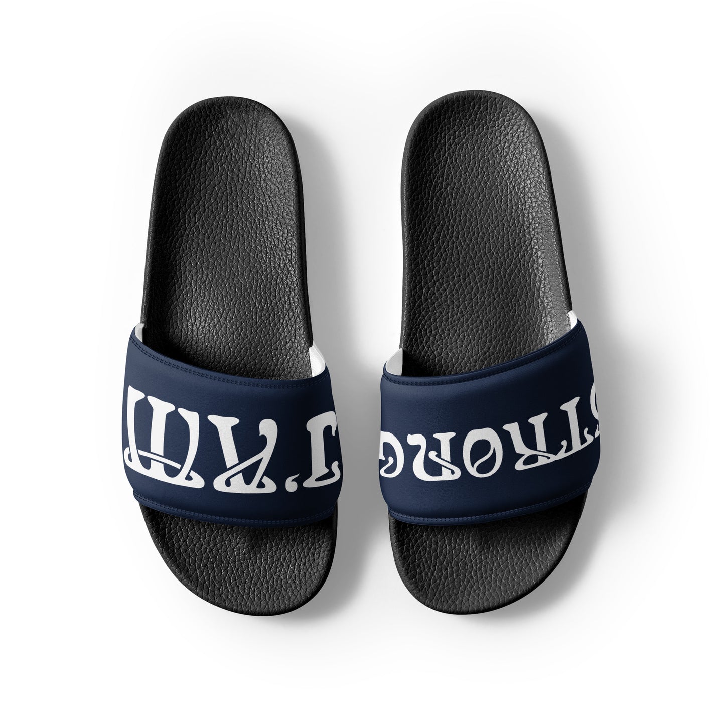 “I’AM STRONG” Blue Men’s Slides W/White Font