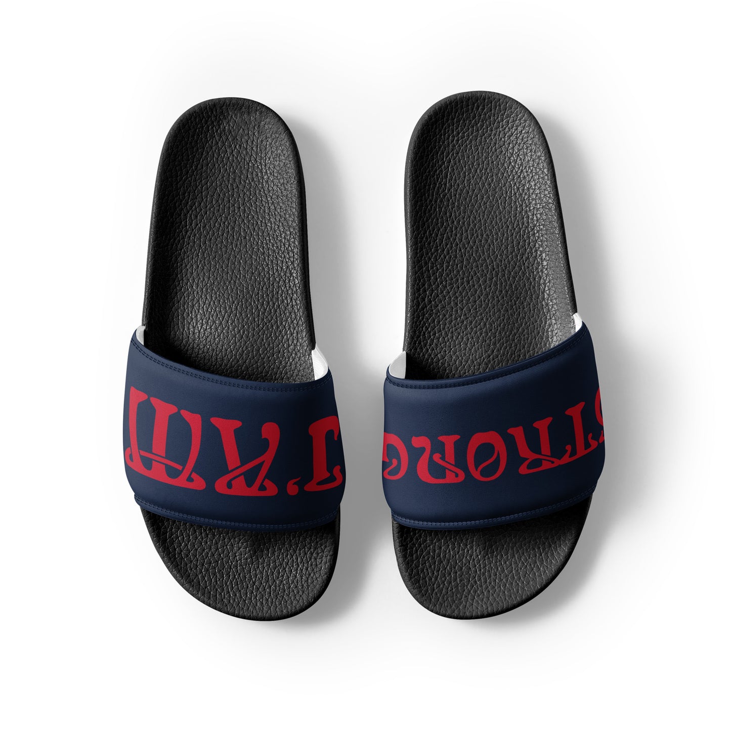 “I’AM STRONG” Blue Men’s Slides W/Red Font