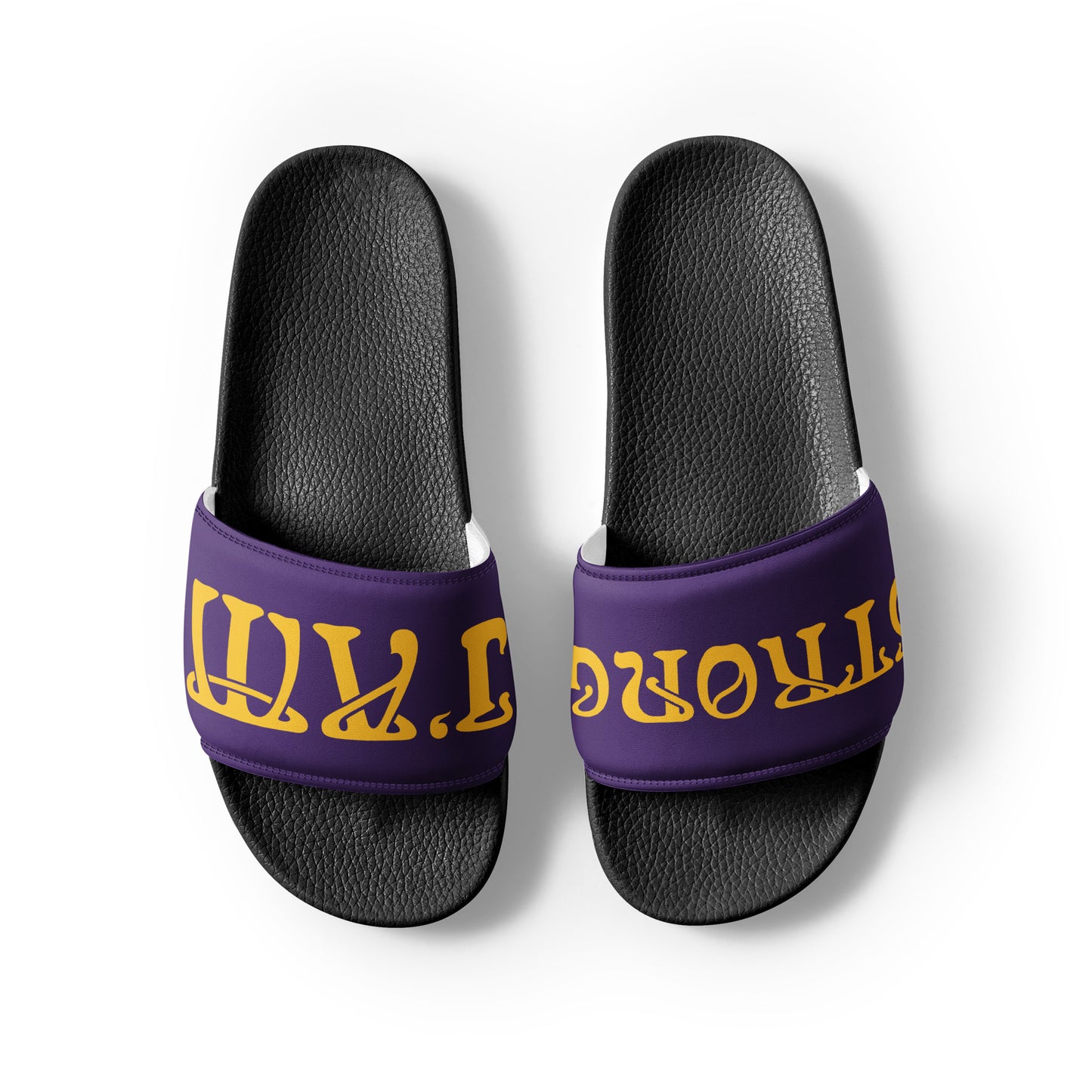 “I’AM STRONG” Purple Men’s Slides W/Yellow Font