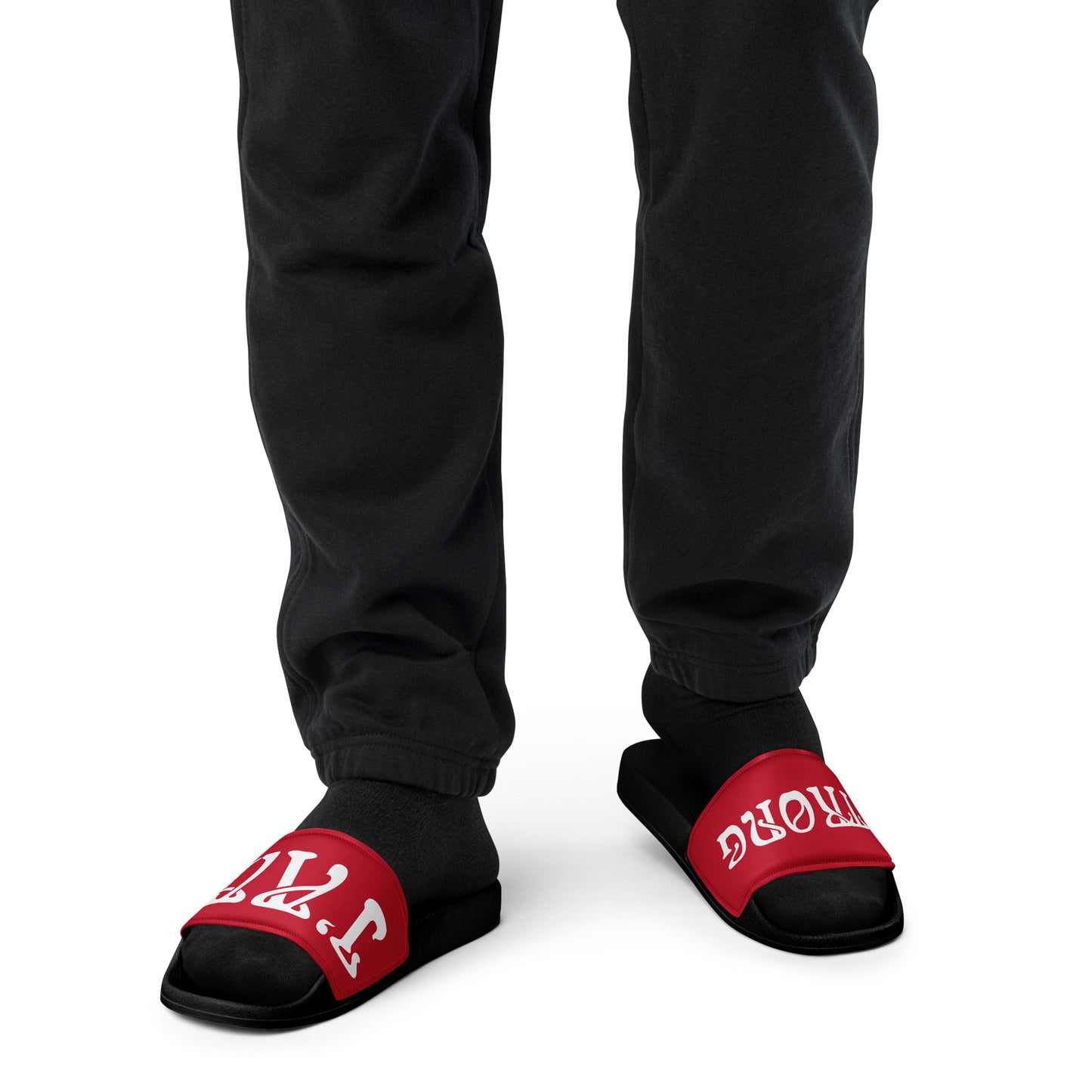 “I’AM STRONG” Red Men’s Slides W/Red Font
