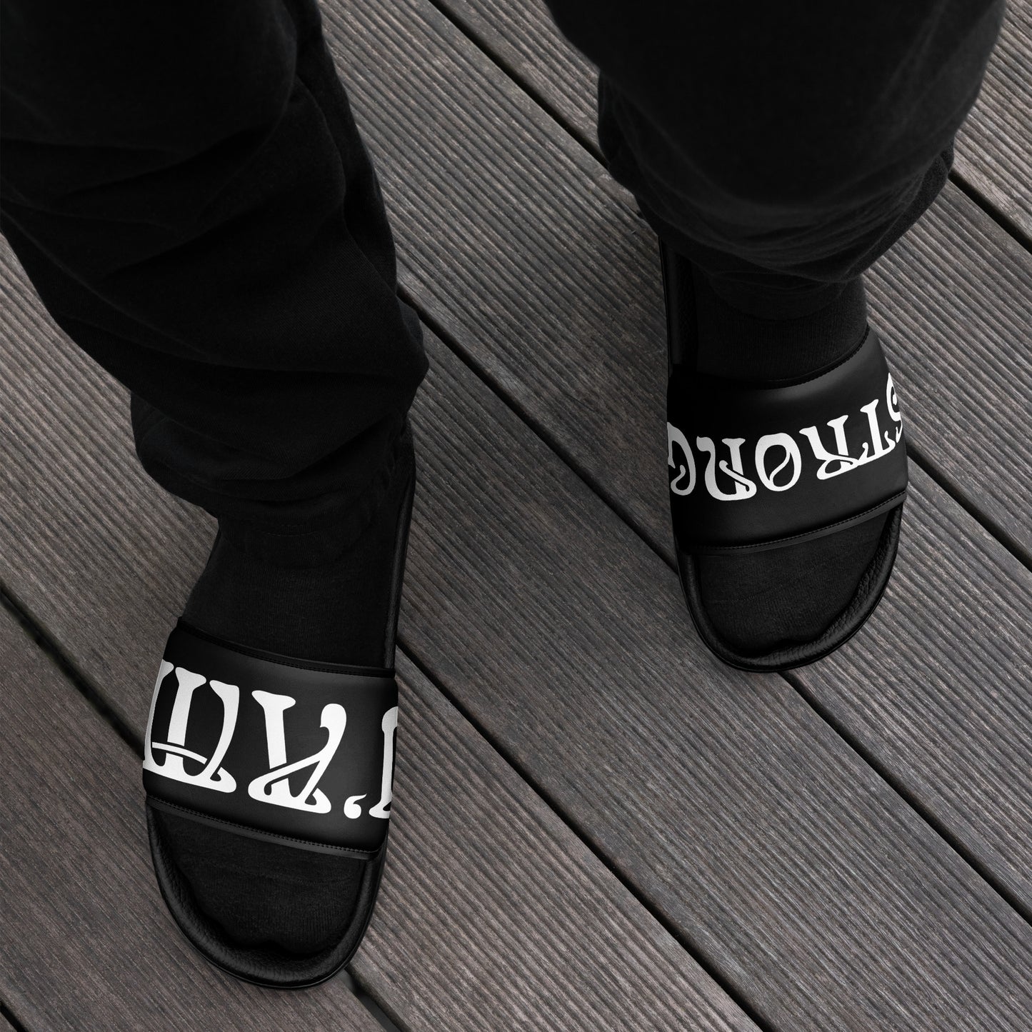 “I’AM STRONG” Black Men’s Slides W/White Font