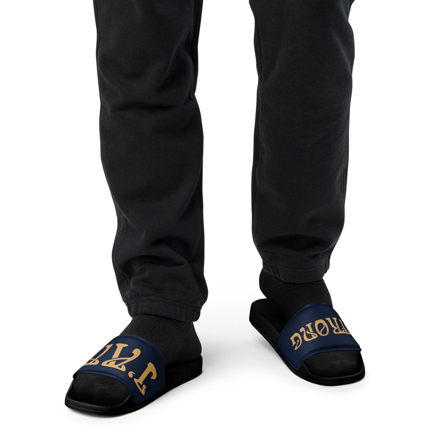 “I’AM STRONG” Navy Men’s Slides W/Fawn Font