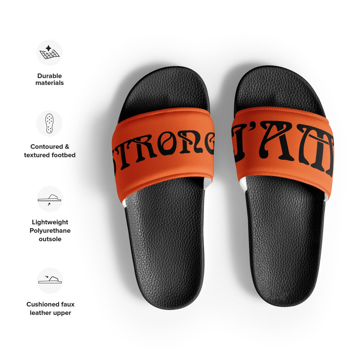 “I’AM STRONG” Orange Men’s Slides W/Black Font