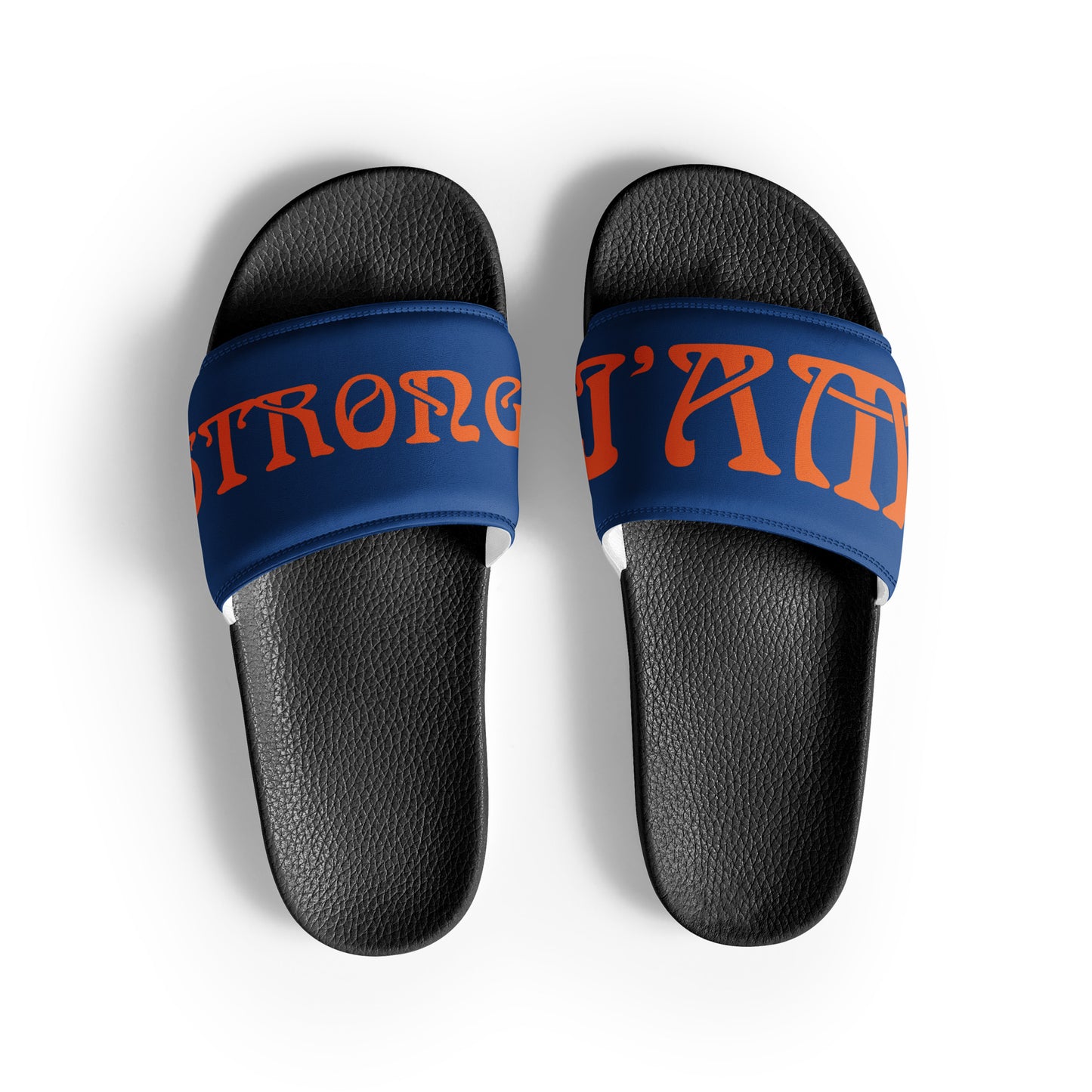 “I’AM STRONG” Blue Men’s Slides W/Orange Font