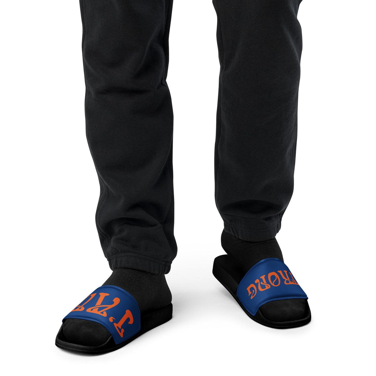 “I’AM STRONG” Blue Men’s Slides W/Orange Font
