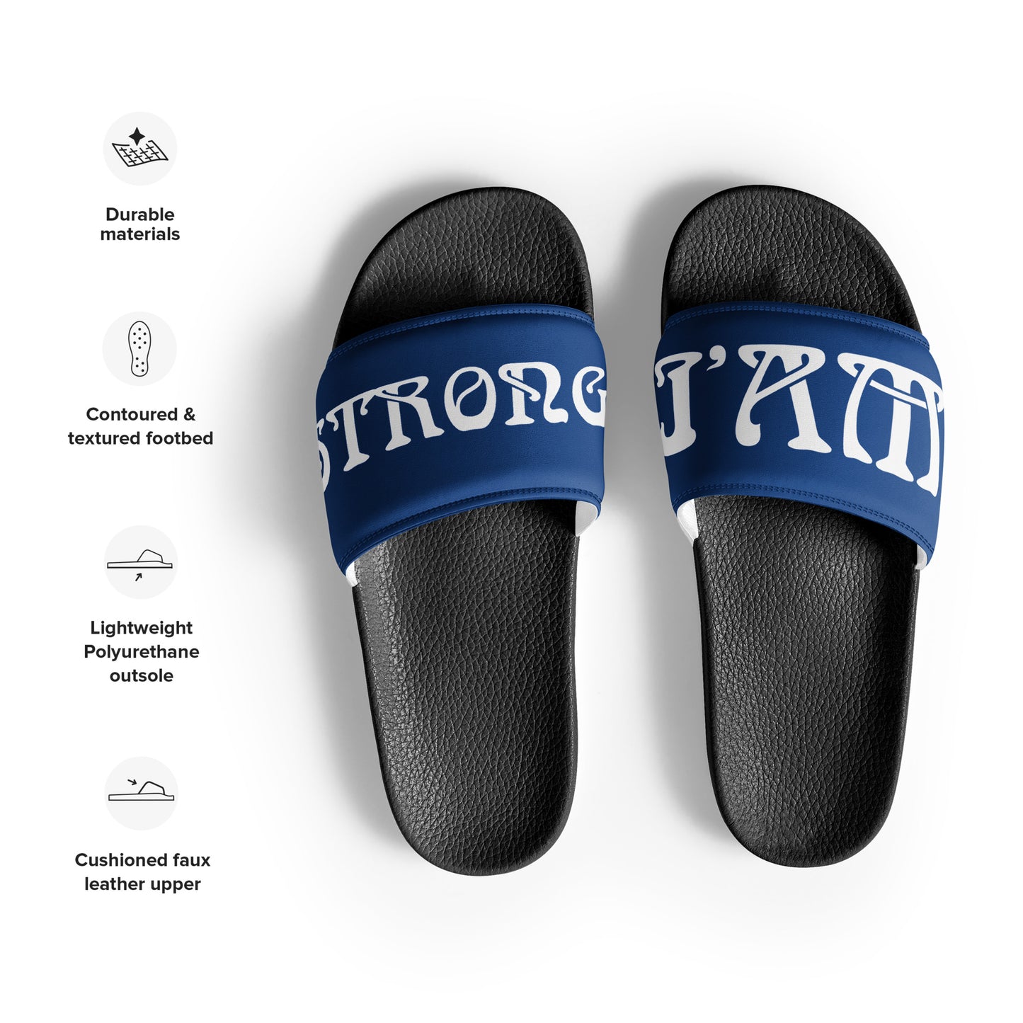 “I’AM STRONG” Blue Men’s Slides W/White Font