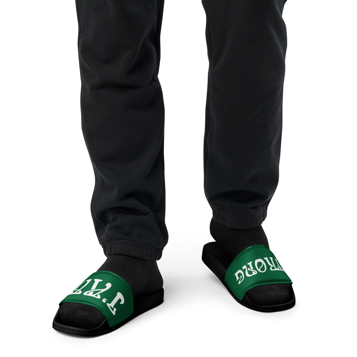 “I’AM STRONG”Green Men’s Slides W/White Font