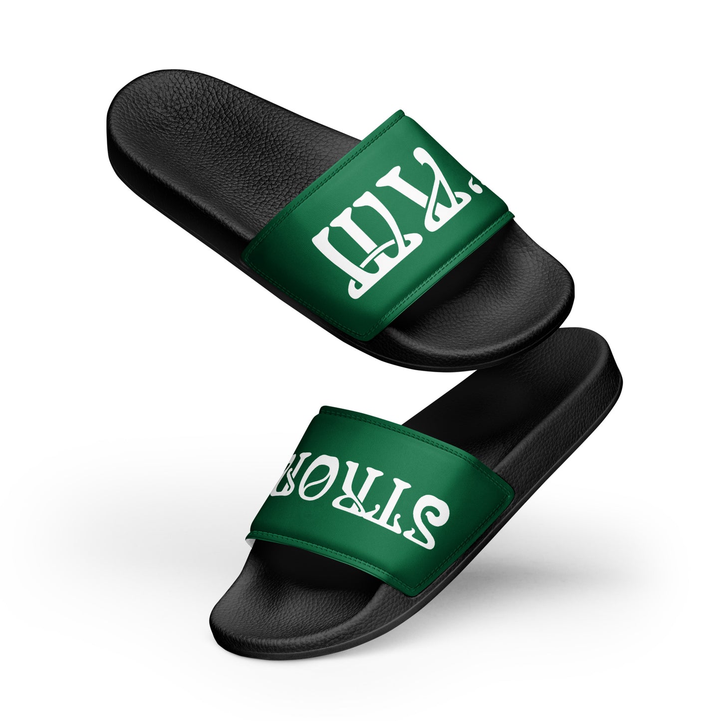 “I’AM STRONG”Green Men’s Slides W/White Font