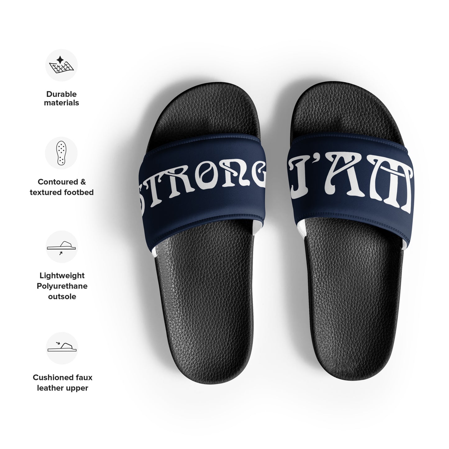 “I’AM STRONG” Blue Men’s Slides W/White Font
