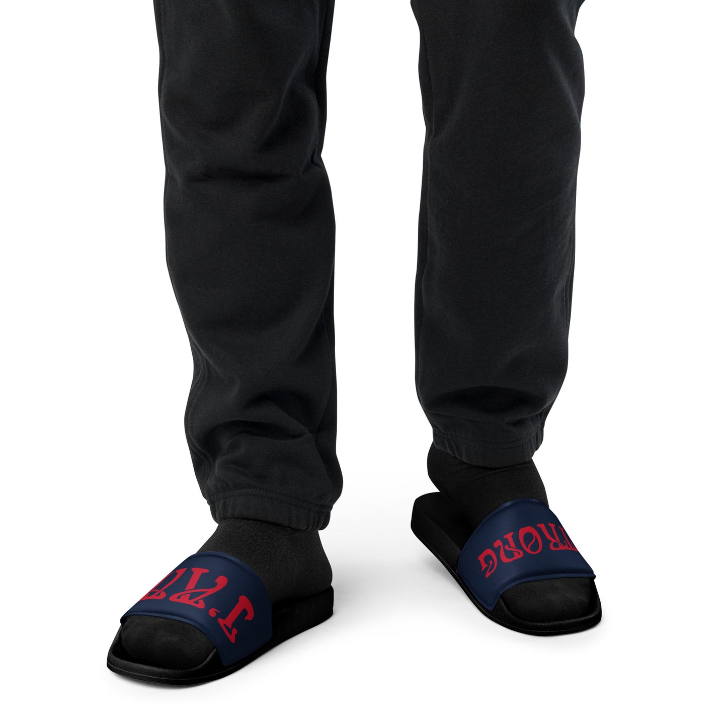“I’AM STRONG” Blue Men’s Slides W/Red Font
