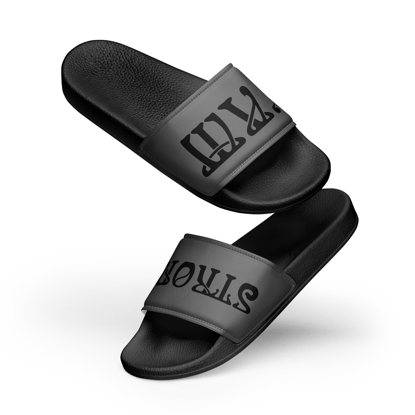 “I’AM STRONG”Grey Men’s Slides W/Black Font