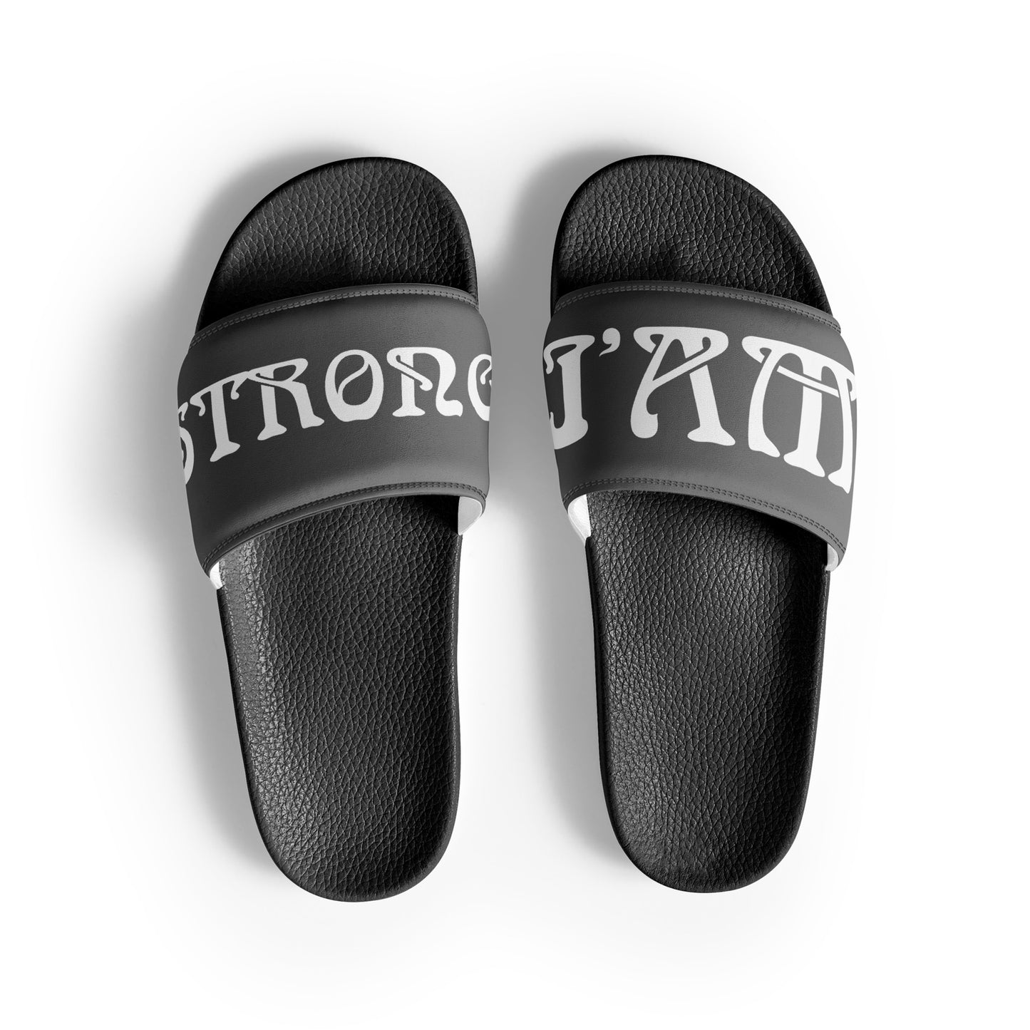 “I’AM STRONG” Grey Men’s Slides W/White Font