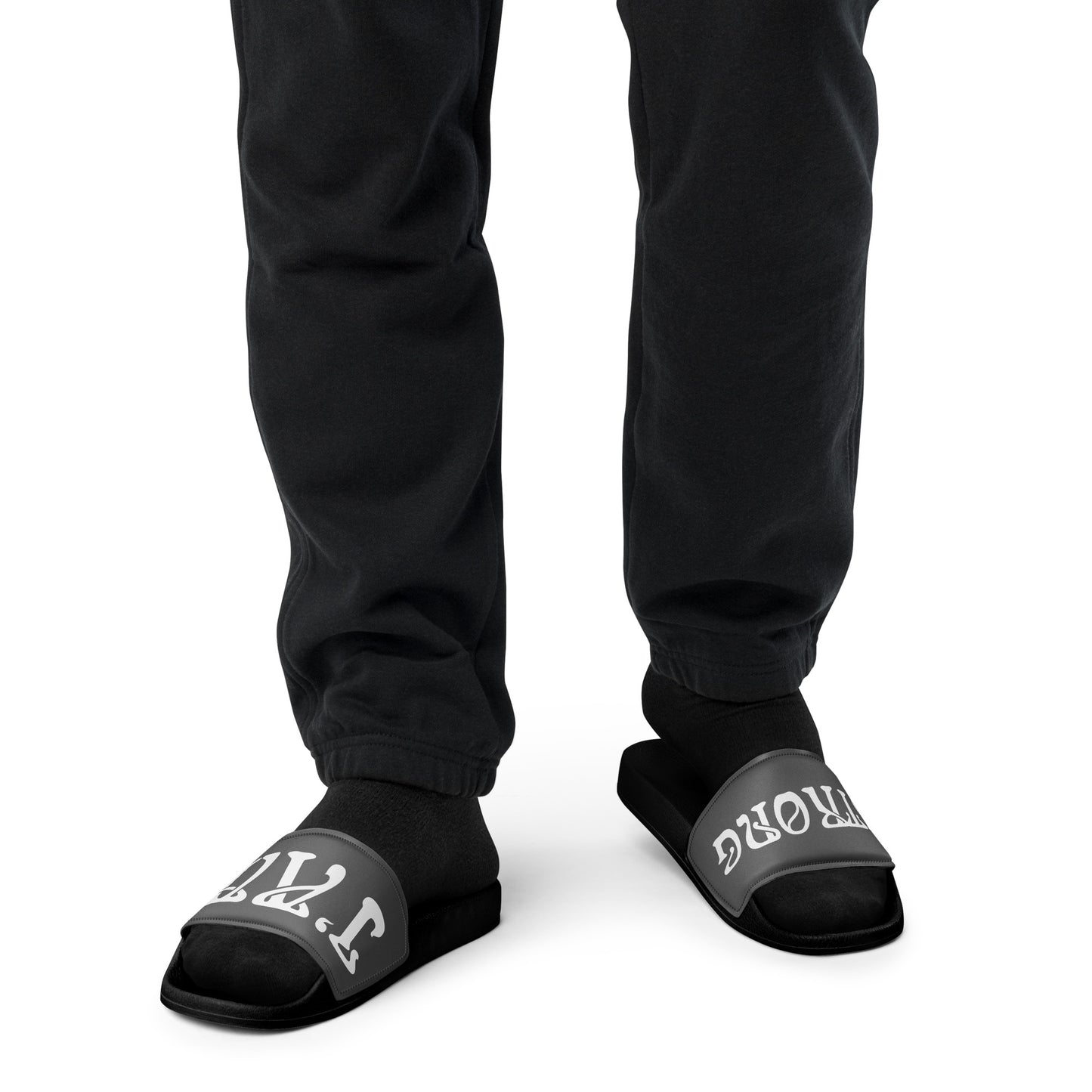 “I’AM STRONG” Grey Men’s Slides W/White Font