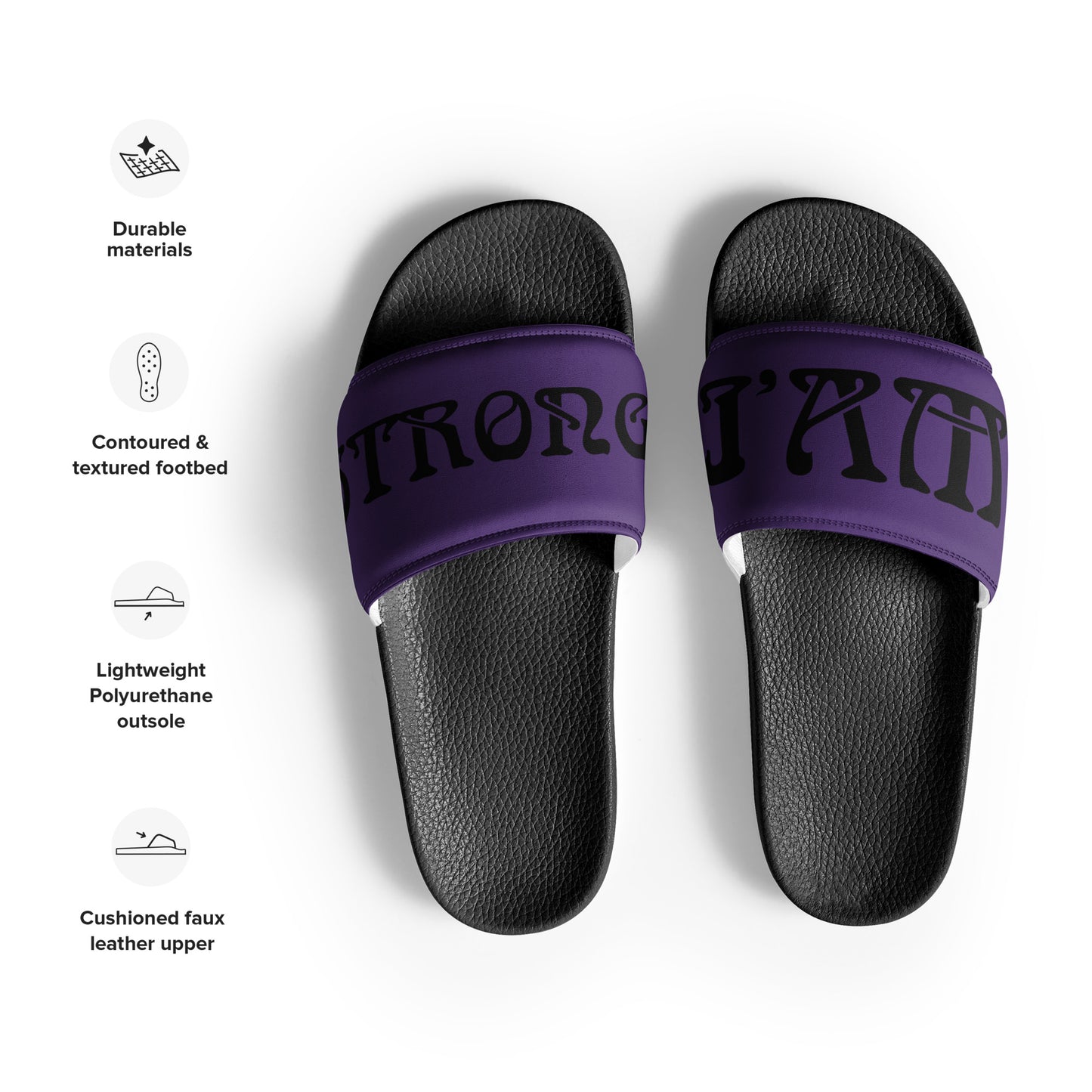 “I’AM STRONG” Purple Men’s Slides W/Black Font