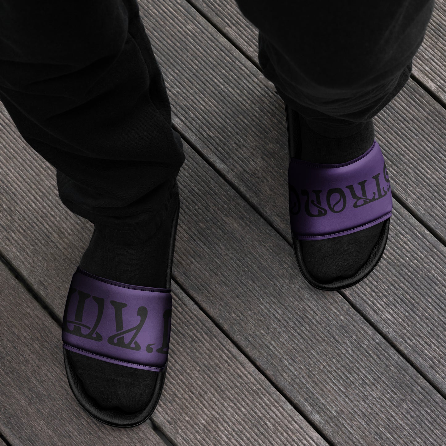 “I’AM STRONG” Purple Men’s Slides W/Black Font