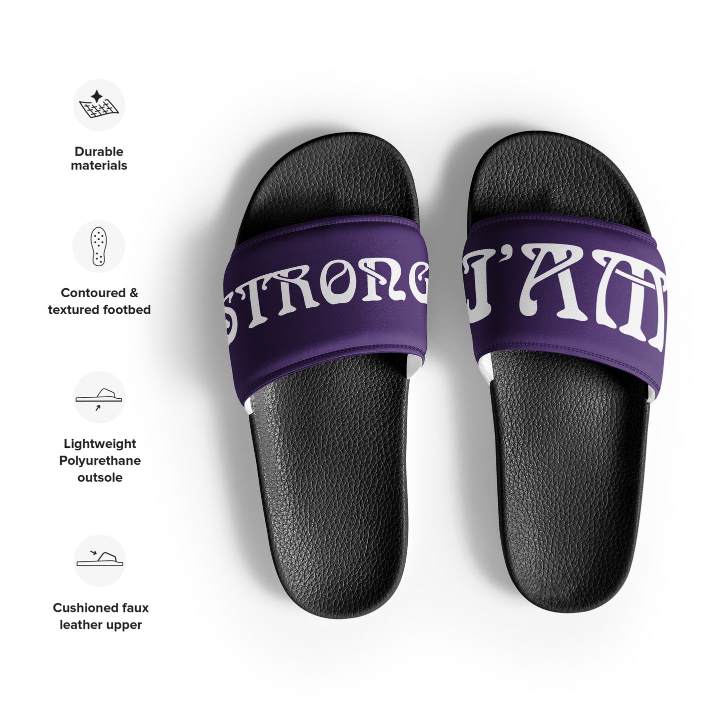 “I’AM STRONG”Purple Men’s Slides W/White Font