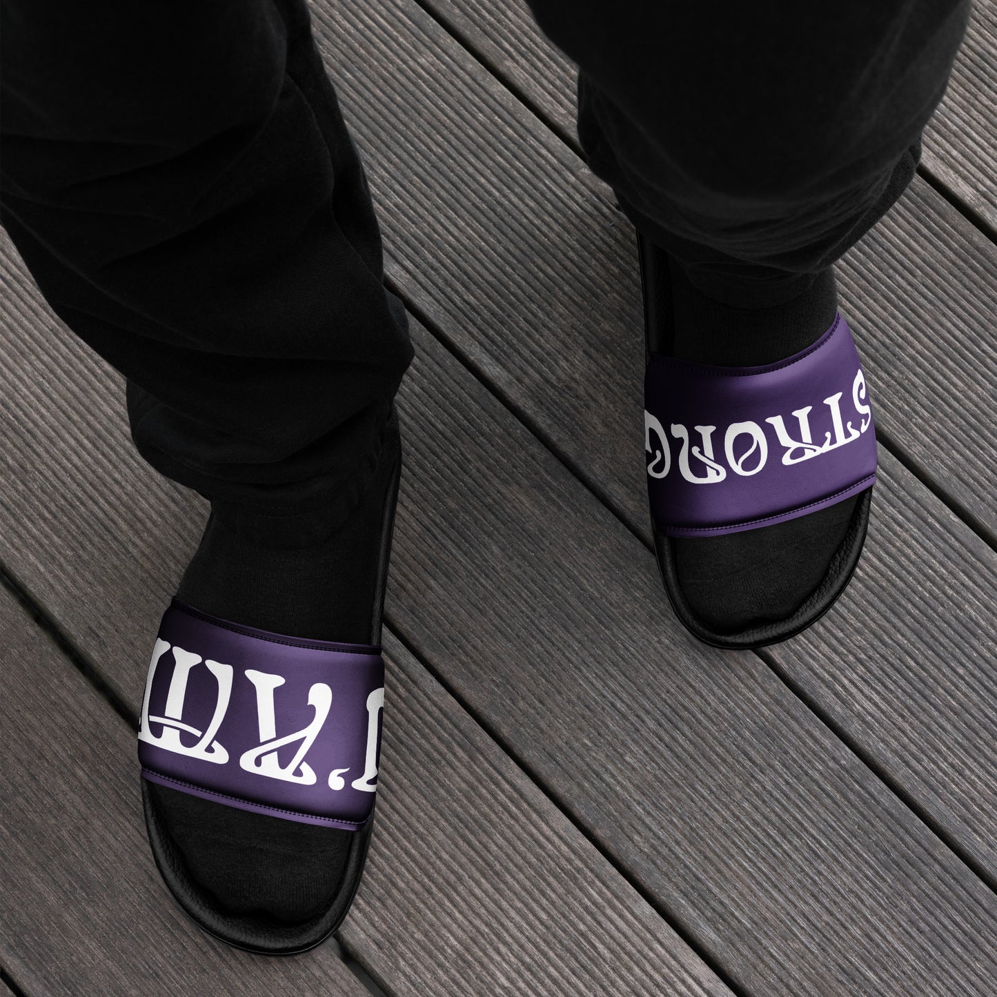 “I’AM STRONG”Purple Men’s Slides W/White Font