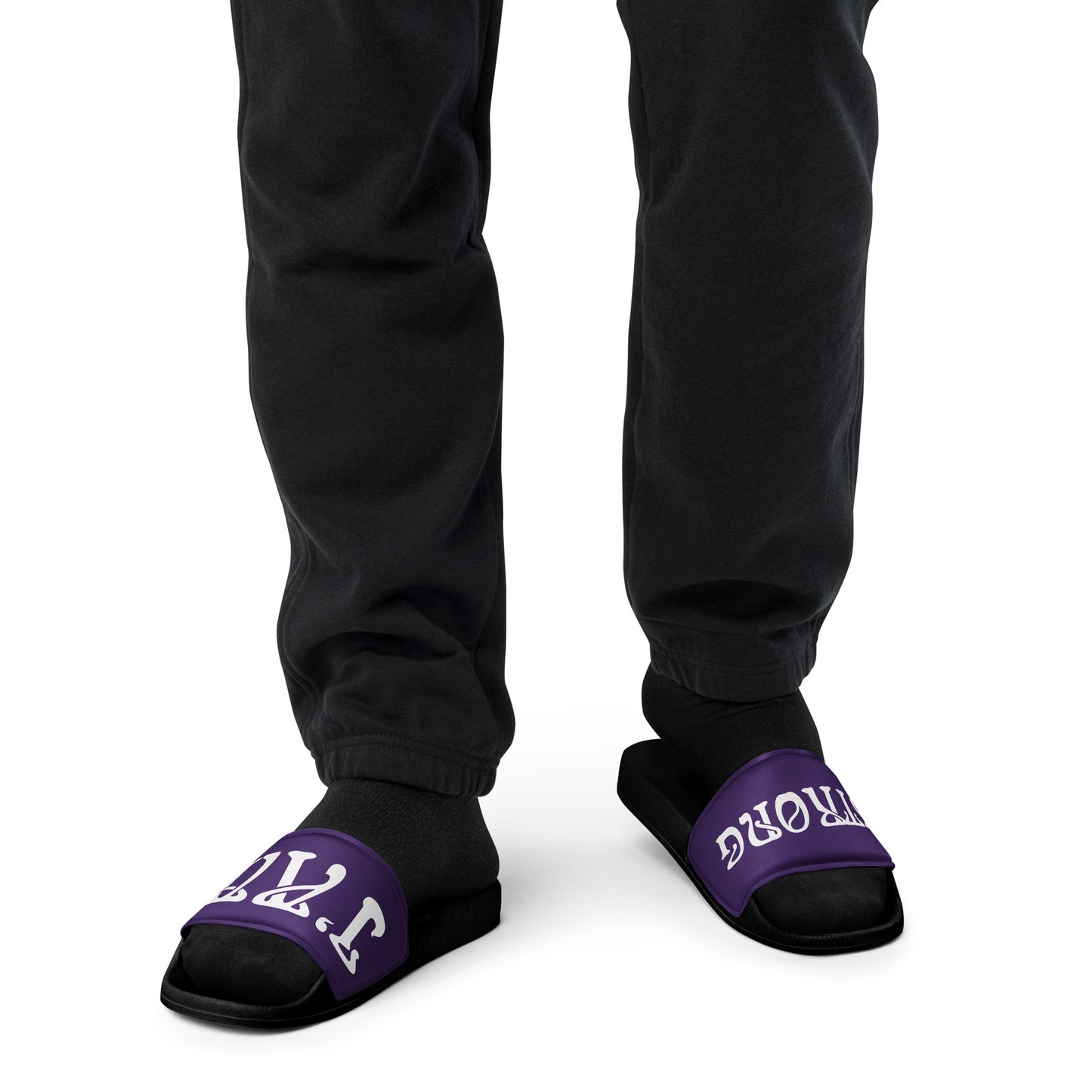 “I’AM STRONG”Purple Men’s Slides W/White Font