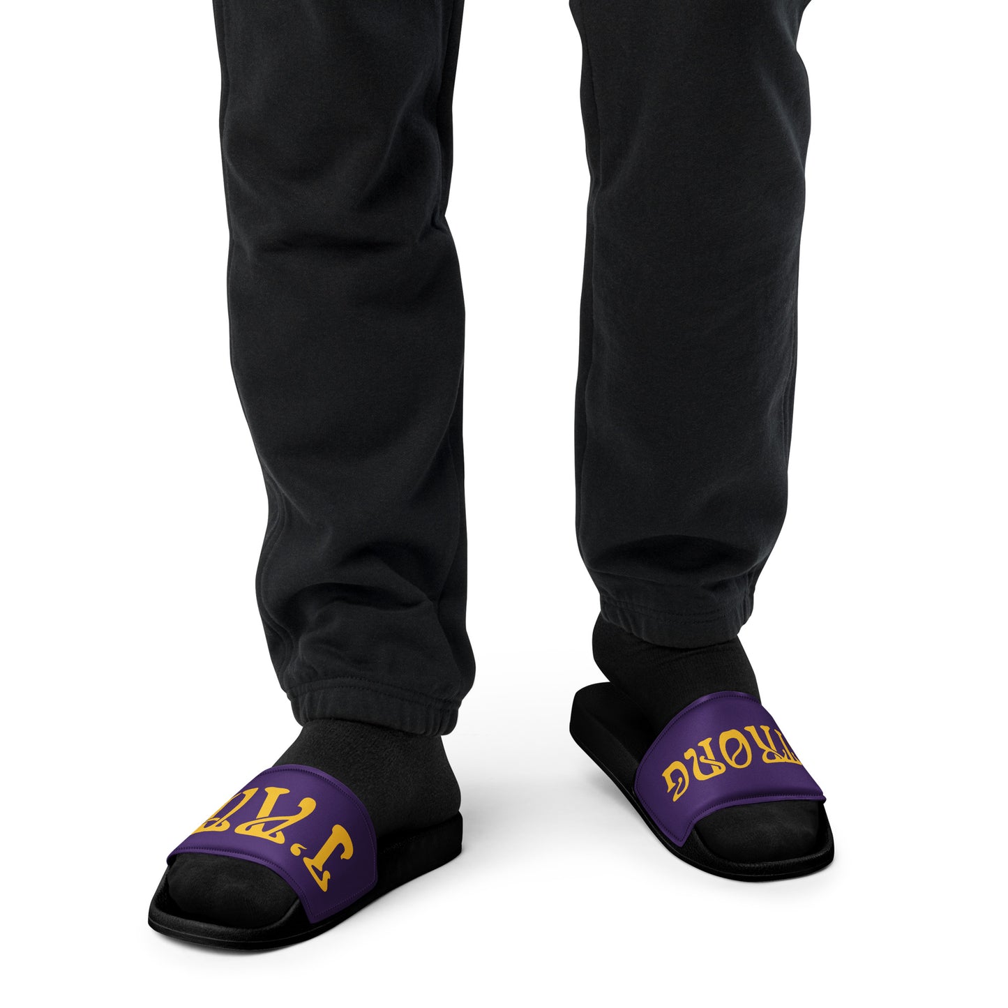 “I’AM STRONG” Purple Men’s Slides W/Yellow Font