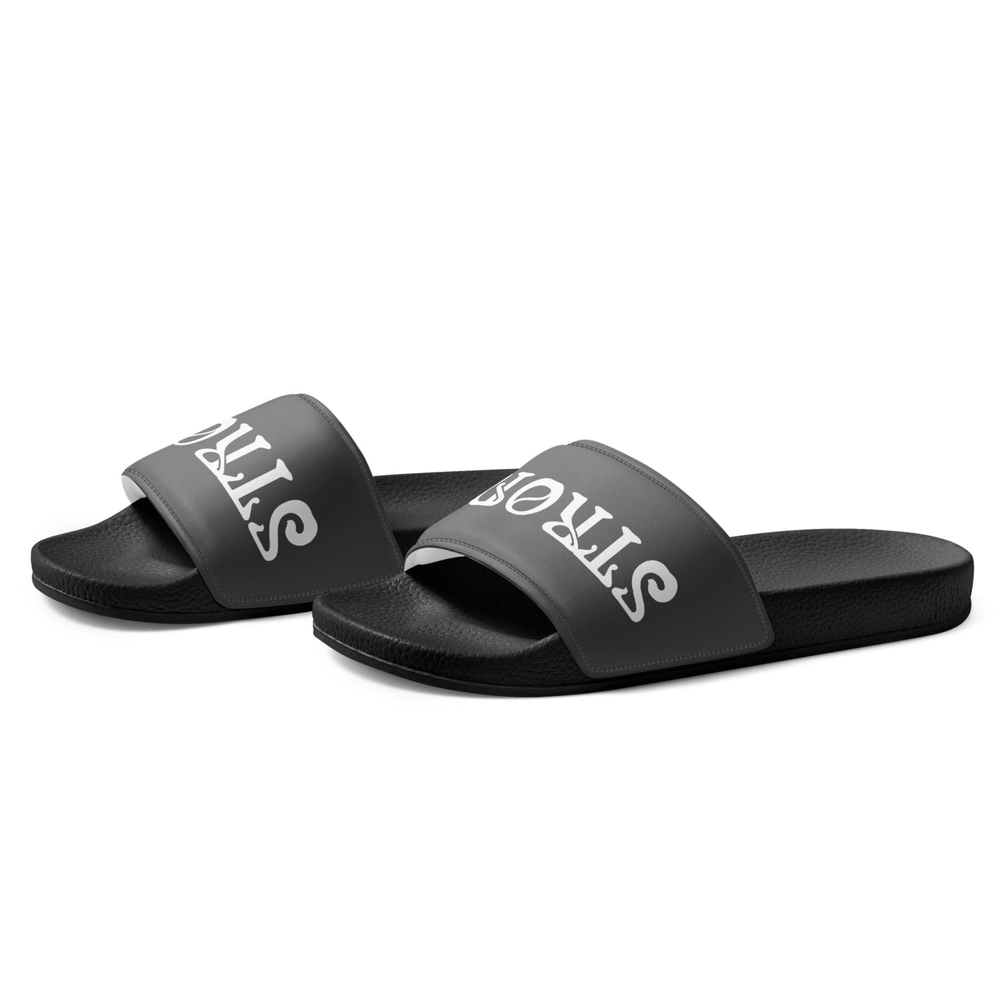 “STRONG”Grey Men’s Slides W/White Font