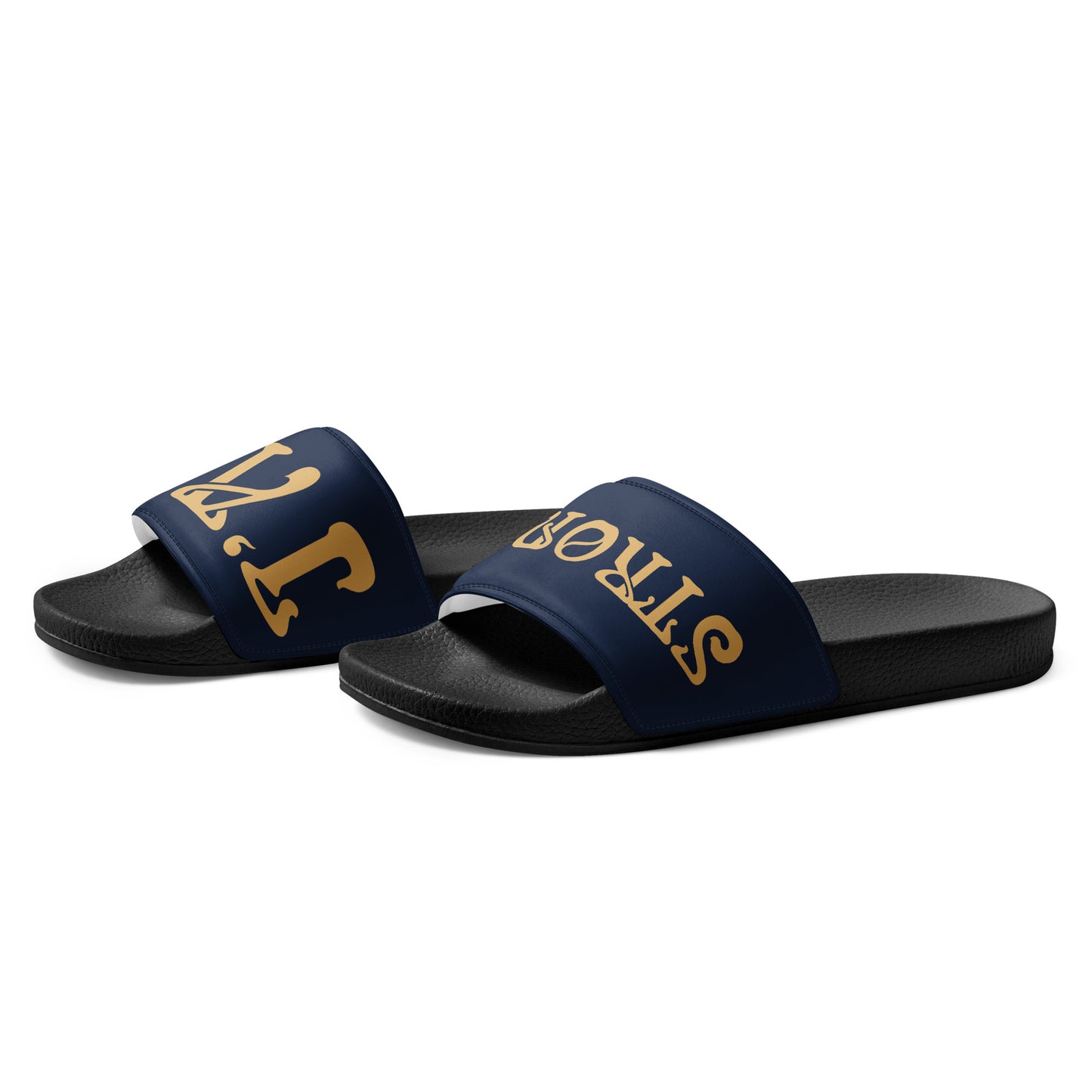 “I’AM STRONG” Navy Men’s Slides W/Fawn Font
